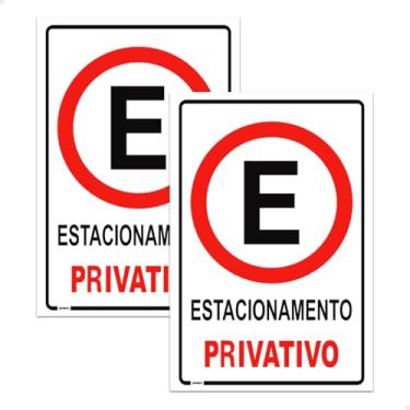 Imagem de SPORTINOX, 2 Placas Estacionamento Privativo Sinalização 20x30 Ps 1mm