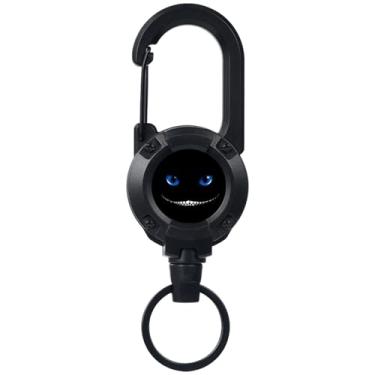 Imagem de Chaveiro retrátil de gato preto, porta-crachá retrátil com mosquetão multiferramentas para homens e mulheres