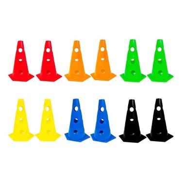 Imagem de 12X Mini Cone Sinalização Esportivo 23 Cm Agilidade Colorido