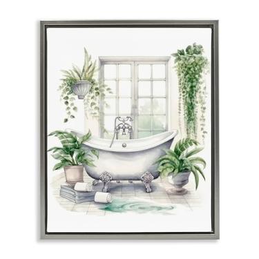 Imagem de Stupell Industries Arte de parede em tela flutuante com moldura cinza para banheira e janela, design por Lettered and Lined, 53 x 43 cm