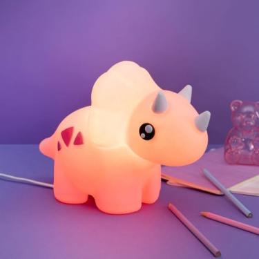Imagem de Luminária Infantil 3D Dinossauro Baby, LED Decorativa, Cor Rosa, Luz Noturna para Quarto de Criança