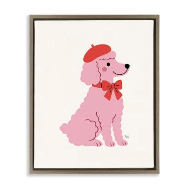 Imagem de Stupell Industries Arte de parede em tela flutuante com moldura de poodle francês em boina, design de Jessica Beck, 53 x 43 cm