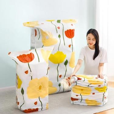 Imagem de Sacos de armazenamento a vácuo de flores para roupa de cama, sacos de vedação de 80 x 101 cm para edredons, cobertores, roupas e travesseiros - Solução para economia de espaço, LL