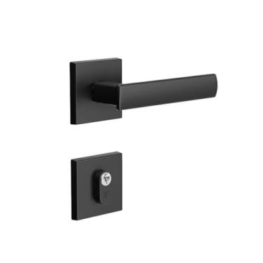 Imagem de Fechadura Residencial Externa com Roseta Quadrada em Zamac, Preto Fosco, 3F