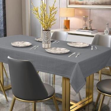 Imagem de UNIQINNOW Toalha de mesa retangular rústica de tecido resistente 100% algodão - capa de mesa de jantar lavável - ideal para jantares, casamentos, feriados, Natal, uso diário, roupa de mesa, 52 x 170