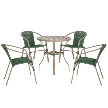 Imagem de 04 Cadeiras Floripa E Mesa Roma 100cm Fendi Trama Original Verde