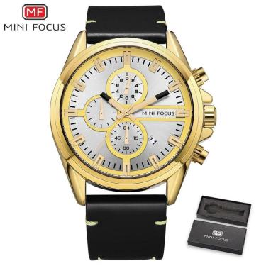 Imagem de Relógio Masculino Mini Focus Mf0130g à Prova D'água Ouro
