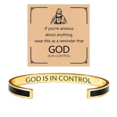 Imagem de ZCVFA Pulseira Inspire - God Is In Control, Aço Inoxidável Ajustável Fé Cristã Feito à Mão Pulseira Trançada com Motivação de Autoestima Joias para Mulheres e Homens, Adjustable, Aço inoxidável, Sem