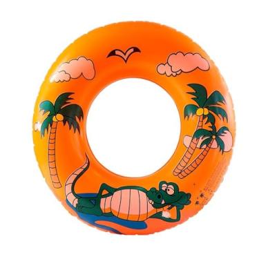 Imagem de Boia Circular Infantil para Piscina e Praia, Estampa colorida, Laranja, 60cm, cor sortida