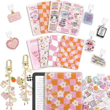 Imagem de KACIOLA STUDIO Conjunto de 12 peças de inserções de cartolina para e-reader, 6 pingentes tipo C e 2 correntes com 50 adesivos para e-reader, 17,5 x 12,2 cm, tema engraçado para papel branco 11/12