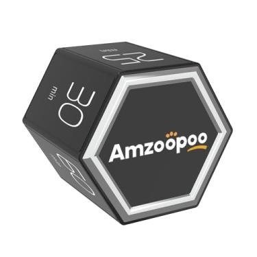 Imagem de AmzooPoo Temporizador, temporizador de cozinha, temporizador magnético digital visual pomodoro cubo de contagem regressiva, 1, 5, 10, 25, 30, 60 min de produtividade de mesa temporizadores flip para