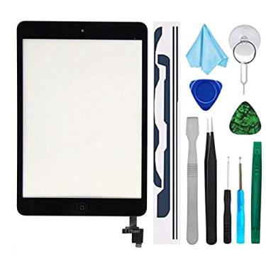 Imagem de T Phael Kit de reparo digitalizador preto para iPad Mini 1 e 2 A1432 A1489 substituição de digitalizador de tela sensível ao toque com chip IC + botão Home + ferramentas + adesivo pré-instalado