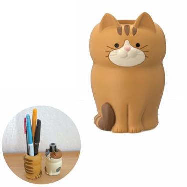 Imagem de Estink Suporte para Telefone de Gato, Decoração e Organizador de Mesa de Animal Bonito Com Material de Resina Durável para Telefones Celulares, Tablets, óculos e Canetas (Jaguatirica agachada)