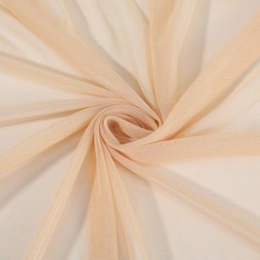 Imagem de Sibba Tecido de malha elástica de 4 direções 160 cm x 99 cm cor damasco nylon elastano tecido transparente para roupas de dança roupas de dança leve material de costura rede elástico nylon elastano