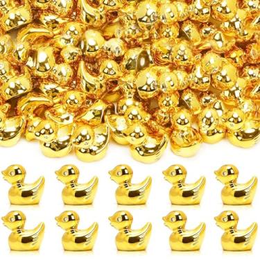 Imagem de DTOFOOT 50 peças mini estátua de pato dourado de Natal, estatuetas de pato dourado, micro jardim, paisagem, casa de bonecas, decoração de bolo, plantas em vasos, pingentes de artesanato DIY para festa
