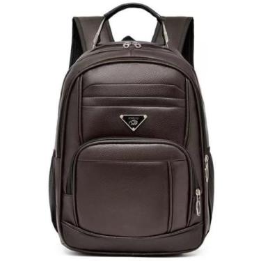 Imagem de Bolsa Mochila de Couro Universitária Unissex Feminina Masculina Reforç