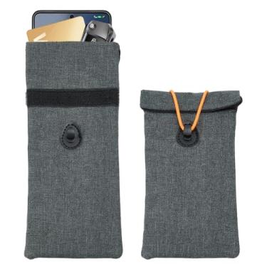 Imagem de OLYCRAFT 2 peças de capa bloqueadora EMF para proteção de telefone celular 8,9 x 3,7 polegadas cinza Faraday Bolsa de bloqueio de sinal, bolsa de segurança, bloqueador de RFID, bolsa carteira para