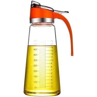 Imagem de 3FLQOOPP Conjunto de dispensador de galheteiro de azeite de oliva e vinagre, conjunto de dispensador de medição de vinagre de óleo de cozinha de vidro e churrasco com design elegante de garrafa de