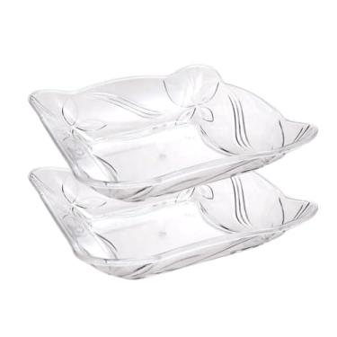 Imagem de Kit Travessa Acrílico Servir Bolos Doces Sobremesas Bandeja Frutas Fruteira Luna Dubai (Dubai | Kit 2, G)