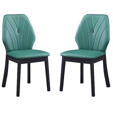 Imagem de Conjunto de 2 cadeiras de jantar Chai cozinha pernas de madeira conjunto de 2 cadeiras de jantar cozinha de couro artificial sala de casamento varanda sofá cadeira penteadeira maquiagem cadeiras sala