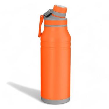 Imagem de Garrafa Térmica em Aço Inox Laranja 1,2L com Alça e Trava Anti-Vazamento – Quente e Frio por Horas