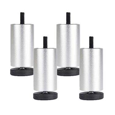 Imagem de ZJYWMM Pernas de móveis Pernas de mesa de metal adiustável Pés de móveis de liga de alumínio redondos de substituição para móveis para sofá sofá pernas de mesa armários de cama Risers 4 peças (prata