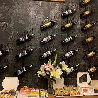 Imagem de Rack de vinho prateleira de armazenamento de garrafa de vinho prateleiras de decoração 25 cm 50 cm 75 cm 100 cm 125 cm ferro forjado montado na parede, para bar doméstico adega cozinha (cor: ouro