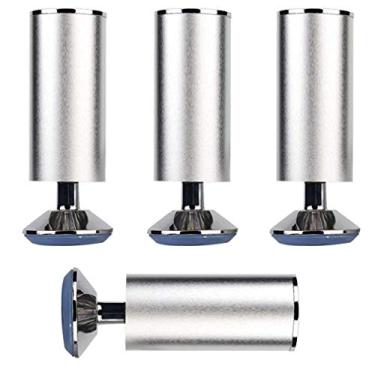 Imagem de ZJYWMM 4 peças de pés de suporte de móveis de metal, pernas de sofá de liga de alumínio, pés de armário, perna de cama DIY, para sofá, mesas de café, armário, tapete antiderrapante de plástico, altura