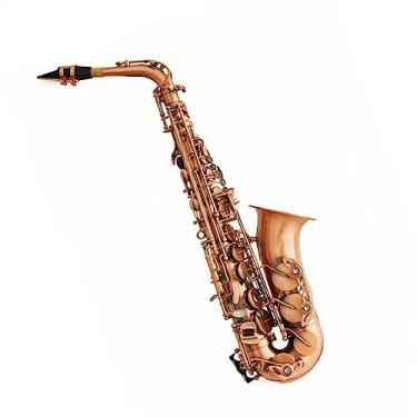Imagem de Saxofone alto cobre antigo Eb E Saxofone plano com bocal, instrumento musical profissional