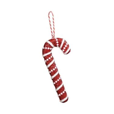 Imagem de MotiveTech Enfeite de Natal em forma de bengala doce, pingente para pendurar, decoração natalina para eventos especiais, uso interno e externo, com Pérolas