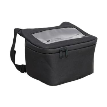 Imagem de KiBcsLic Bolsa de guidão em tecido Oxford, alforje universal para motocicleta, bolsa impermeável para celular com tela sensível ao toque e fone de ouvido para, S Horizontal