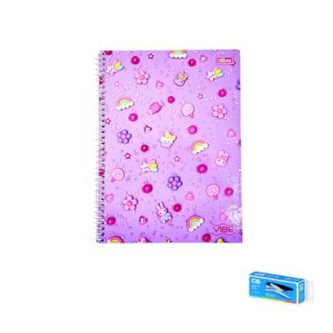 Imagem de Kit Caderno Universitário Vibe Feminino 160F 10M Tilibra e Grampeador Alicate S-150