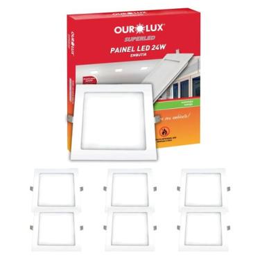 Imagem de 6 Painel Plafon Ourolux Led Embutir 24w Bivolt Luz Neutra