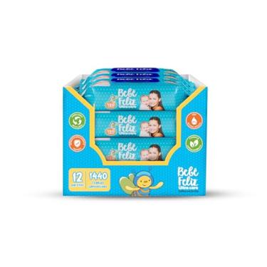 Imagem de KIT LENÇOS UMEDECIDOS 12 PACOTES BEBÊ FELIZ 120 fls