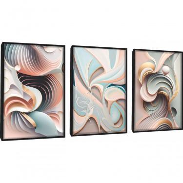Imagem de Quadro Decorativo Abstrato 3d Moderno Com Moldura Preto