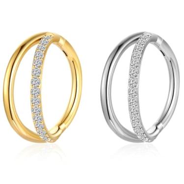 Imagem de LOMISS PIERCING ARGOLA TITÂNIO PVD SEGMENTO ARTICULADO FILEIRA LISA/ZIRCÔNIA 1,2X8/10 (DOURADO, 1,2X8)