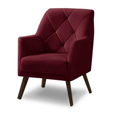 Imagem de Poltrona Decorativa Retrô Recepção Magali Veludo Roxo Lansofbr