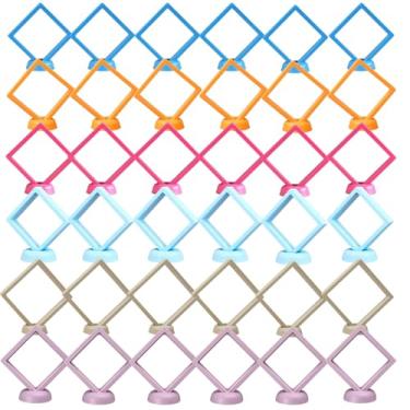 Imagem de ZJRUI 60 conjuntos de suporte de exibição com moldura flutuante 3D, organizador de joias de 6 cores com filme PE antioxidação, caixa de joias de viagem multicolorida pequena e caixa de presente para