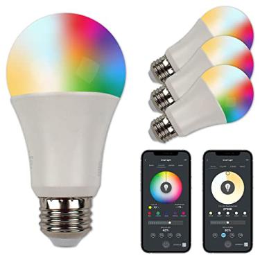 Imagem de CLEANLIFE Lâmpada LED Smart Gen 2 A19 - RGB + Lâmpada inteligente branca ajustável com controle de luz WiFi e Bluetooth - Luzes LED programáveis controladas por aplicativo - Pacote com 4 lâmpadas LED