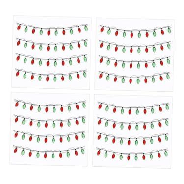 Imagem de KiBcsLic Adesivos decorativos com luzes de Natal, ideais para projetos DIY, à prova d'água, para decoração de janelas, quartos, portas e geladeiras, 4 Pedaços