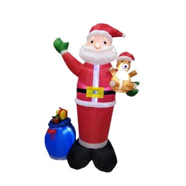 Imagem de Baoblaze Enfeite de Natal inflável de Papai Noel, brinquedo luminoso, às intempéries, decoração de Natal inflável e iluminada para jardim.