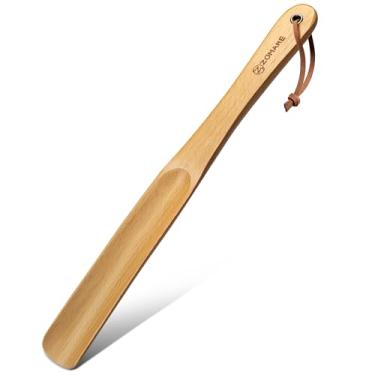 Imagem de ZOMAKE Chifre de sapato de madeira, alça longa de sapateira de madeira, colher de sapato longa para idosos homens e mulheres 35 cm (1 pacote)