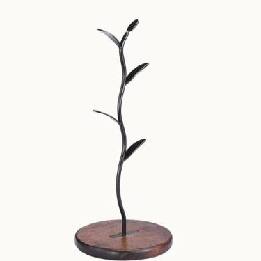 Imagem de WFYMDZTB Suporte clássico para caneca de árvore de café rústico de 43 cm com 5 ganchos, suporte de caneca, árvore para bancada, mesa central, bar, cozinha (marrom)