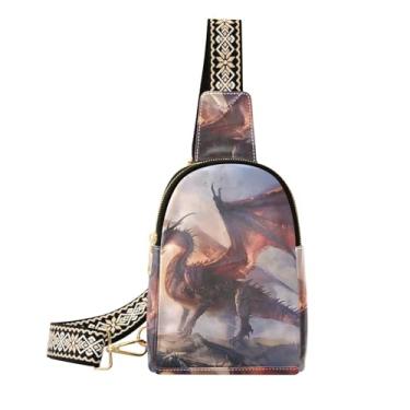 Imagem de CEBUGI Bolsa tiracolo feminina Dragon pequena de couro, pochete transversal para trilhas, viagens ao ar livre