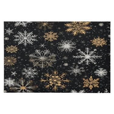 Imagem de CEBUGI Tapete de área 60 x 90 cm, macio, lavável, antiderrapante, com revestimento de borracha, flocos de neve, para sala de estar, quarto, decoração de casa