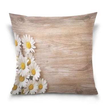 Imagem de Burbuja Capas de almofada 45,7 x 45,7 cm, margarida em madeira de veludo macio, capa decorativa para sofá, sofá, sala de estar, quarto