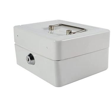 Imagem de Hyuduo Design de Fechadura Com Chave de Mini Caixa de Segurança Com 6 Compartimentos, Cofre de Ferro Portátil para Armazenamento de Joias Em Dinheiro, Organizador de Escritório Doméstico para