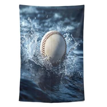Imagem de STAYTOP Tapeçaria de parede de beisebol na água, tapeçarias para decoração de casa, decoração de dormitório, sala de estar, quarto, tapete de parede (60 × 40 pol)