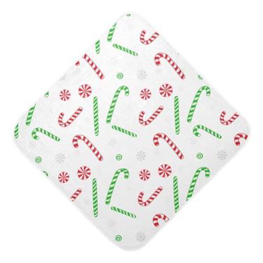 Imagem de Burbuja Toalha de banho para bebês Candy Cane - Toalha com capuz de musselina macia e absorvente para recém-nascidos, 76 x 76 cm