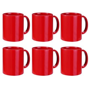 Imagem de SZNIUSHAO Conjunto de canecas de cerâmica multicoloridas de 170 a 382 g / 400 ml - canecas de café-cappuccino-xícaras de chá - xícaras de chocolate quente (vermelho, grande, grande)